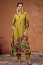 Enticing Mustard Muslin Designer Kurti for Party and Haldi