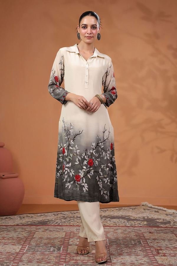 0142465_irresistible-cream-and-grey-designer-kurti-for-party-and-festive-wear_900.jpeg Irresistible Cream and Grey Designer Kurti for Party and Festive Wear - Image 1