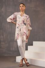 Divine Cream Designer Short Top for Casual Wear