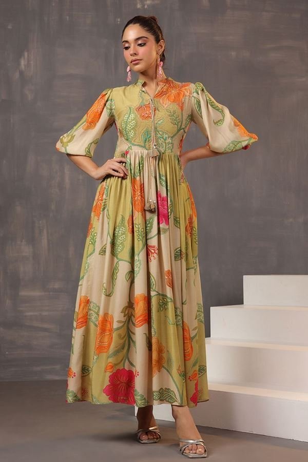 0142674_marvelous-green-modal-satin-printed-designer-indo-western-outfit-for-party-and-festive-wear_900.jpeg Designer Indo-Western Outfit for Party and Festive wear - Image 1