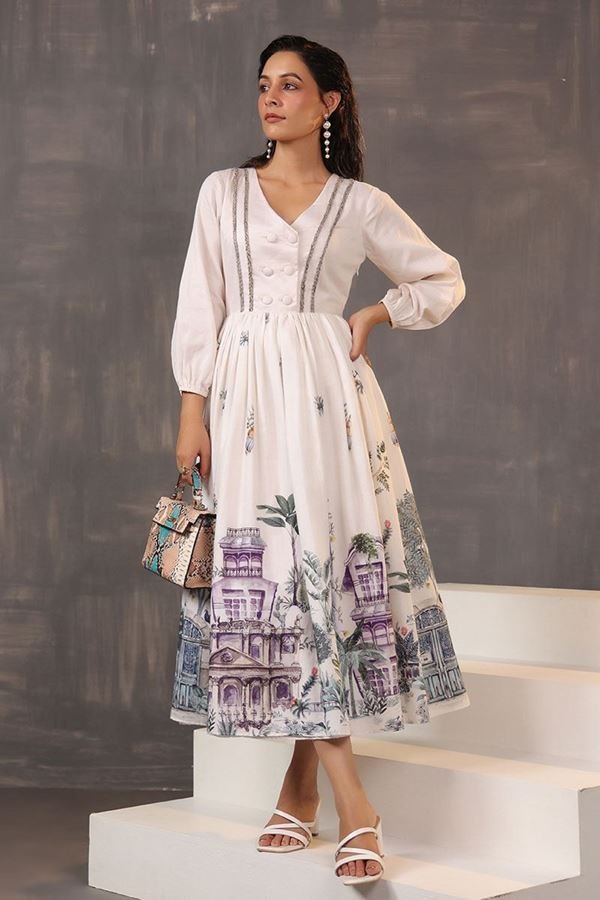 0142699_impressive-off-white-fine-cotton-printed-designer-indo-western-outfit-for-party_900.jpeg Cotton Printed Designer Indo-Western Outfit for Party - Image 1
