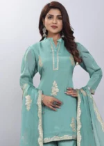 Women Viscose And Jacquard Butta Zari Embroidered Salwar Kameez - Image 2