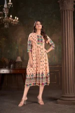 Women Foli Printed Cotton Kurtis