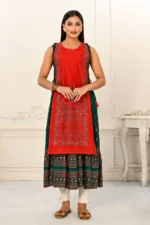 2 Layered Inner Cotton And Outward Jacket Chanderi Kurti For Women