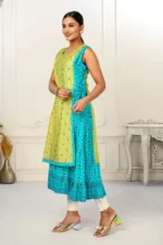 2 Layered Inner Cotton And Outward Jacket Chanderi Kurti For Women - Image 2