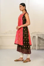 2 Layered Inner Cotton And Outward Jacket Chanderi Kurti For Women - Image 3