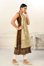 2 Layered Inner Cotton And Outward Jacket Chanderi Kurti For Women - Image 3