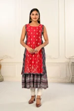 2 Layered Inner Cotton And Outward Jacket Chanderi Kurti For Women