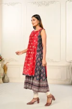 2 Layered Inner Cotton And Outward Jacket Chanderi Kurti For Women - Image 2