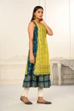 2 Layered Inner Cotton And Outward Jacket Chanderi Kurti For Women - Image 2