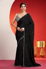 Beautiful Black Designer Indo-Western Saree for Party and Reception