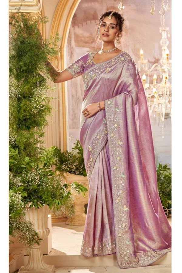 0144031_pretty-organza-tissue-designer-saree-for-reception-and-party_900.jpeg Pretty Organza Tissue Designer Saree for Reception and Party - Image 1