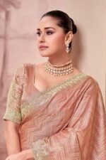 Magnificent Organza Tissue Designer Saree for Engagement, Reception, Wedding, and Party - Image 2