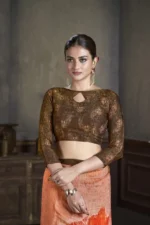 Colorful Jacquard Zari Silk Saree Set (6.30m) + Print Blouse - Image 4