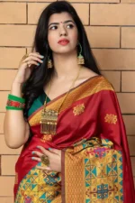 Banarasi Silk Party Wear Red Saree - Image 2