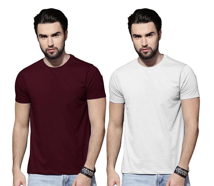 5303746501.jpeg Jaztime Cotton Solid Half Sleeves Men T-Shirt - Image 1