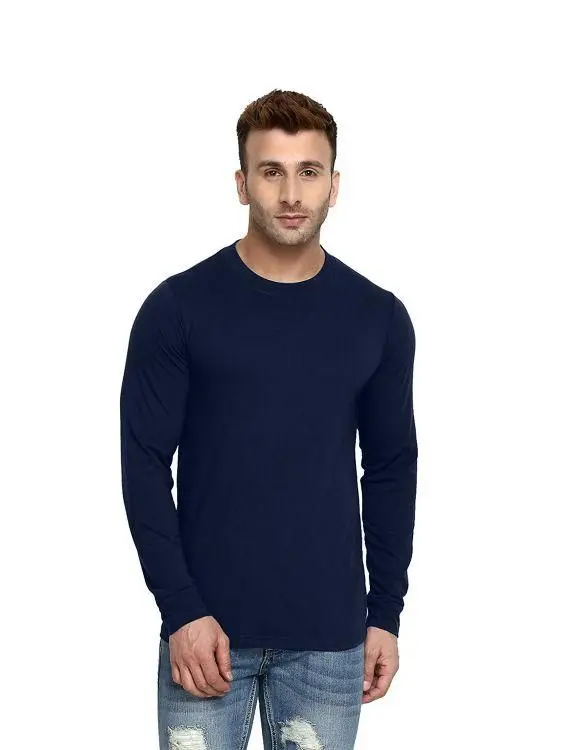 7700321134 Cotton Solid Full Sleeves T-Shirt For Men - Image 1