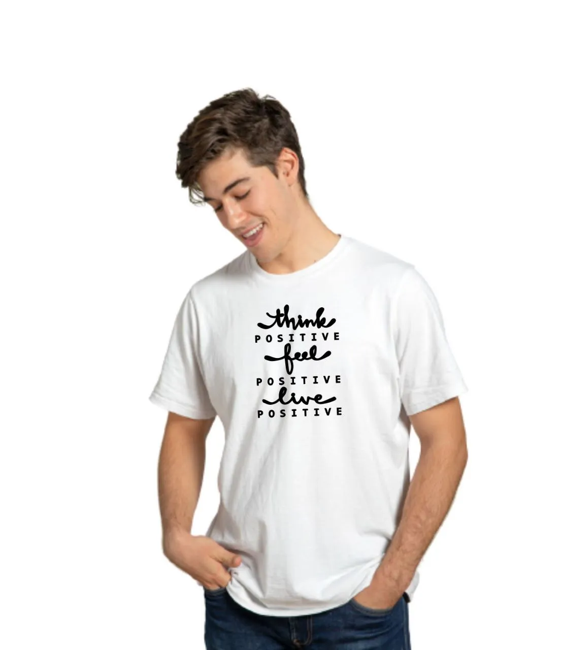 Half-Sleeve-Round-Neck-White-Mens-Motivational-T-Shirt.webp Jaztime Half Sleeve Round Neck White Men’s T-Shirt - Image 1