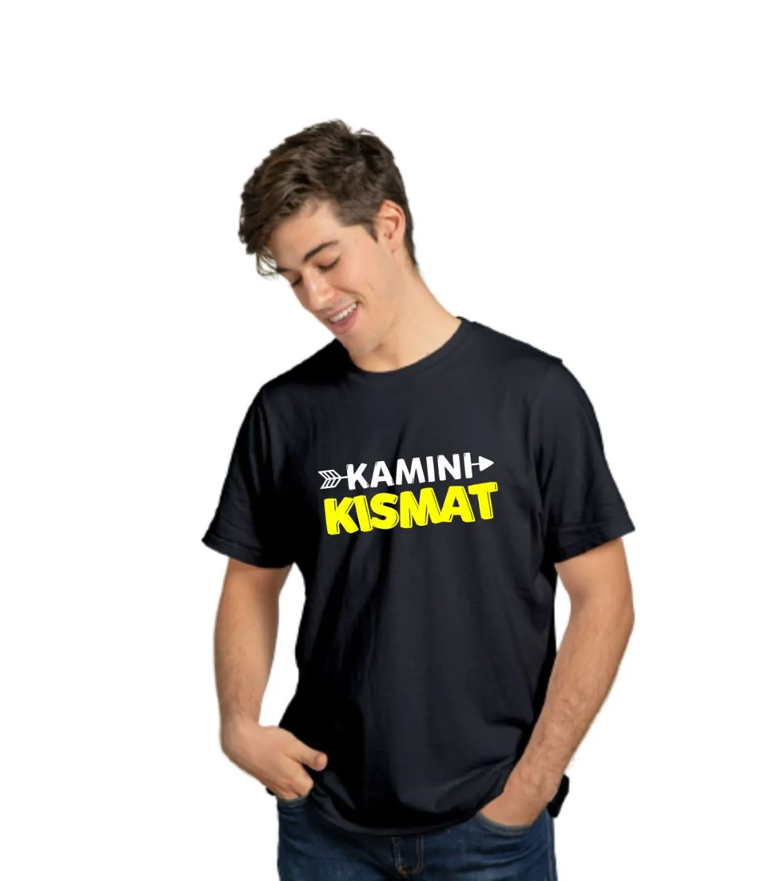Kamini-Kismat-Printed-Half-Sleeve-Cotton-T-Shirt-for-Men-Black.webp Jaztime Printed Half Sleeve Cotton T-Shirt for Me's - Image 1