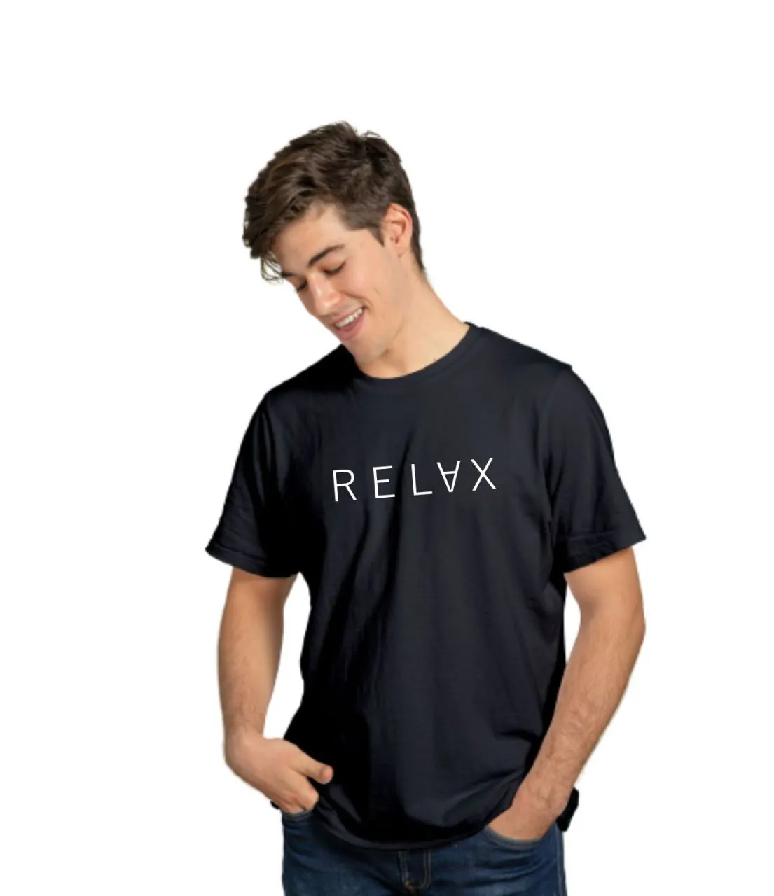 Relax-Half-Sleeve-Cotton-T-Shirt-for-Mens-Boys-Black.webp Jaztime Relax Half Sleeve Cotton T-Shirt for Men’s - Image 1